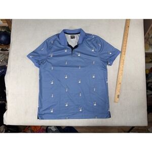 IZOD Golf Polo Shirt Blue White Hula Dancers Hawaii Mens Size X Large